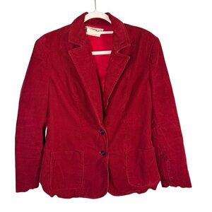 Galliano Vintage 90s Retro Vibrant Red Corduroy Blazer Size 14 Fall Structured
